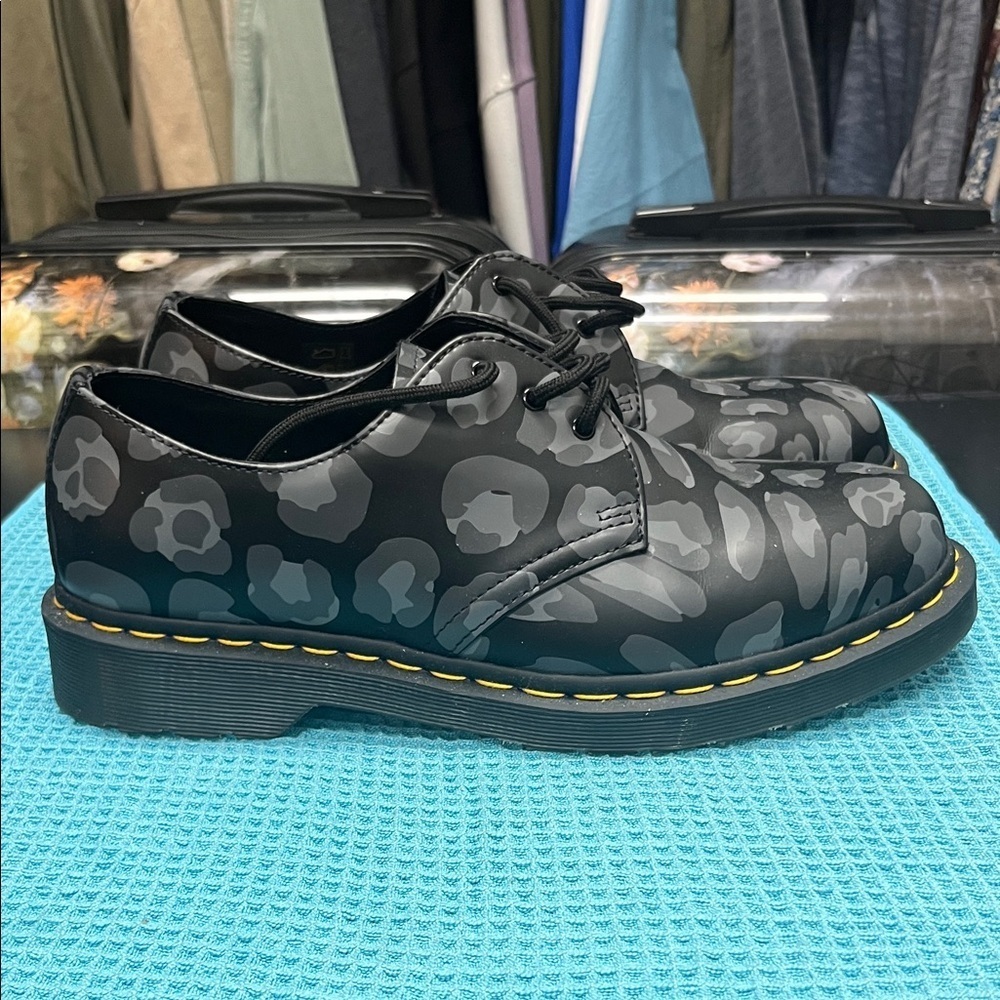 Doc Martens Black and Gray Leopard/Skull Print Shoes